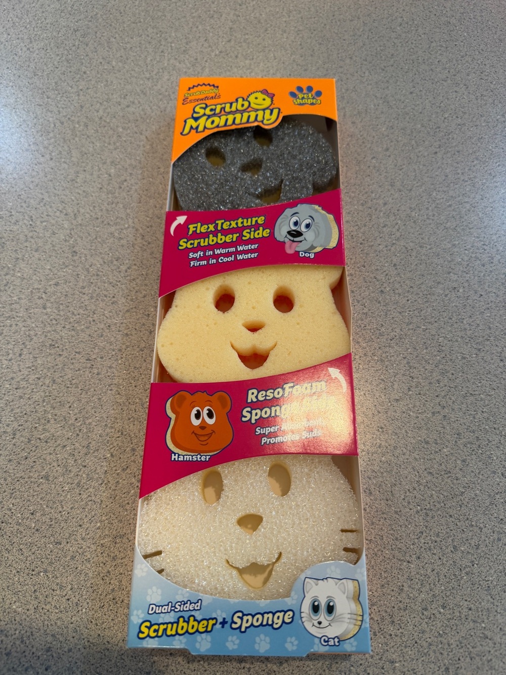 New Scrub Daddy Mommy Special Edition Pets 3-pk Dog Hamster Cat Dual-Sided